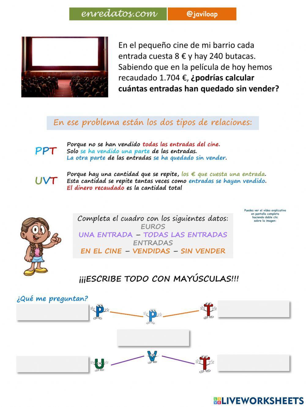 Problema de dos operaciones - ENTRADAS CINE javiloap