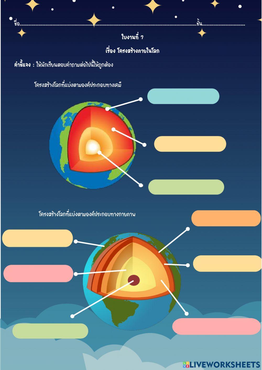 ใบงานที่ 7 โครงสร้างภายในโลก