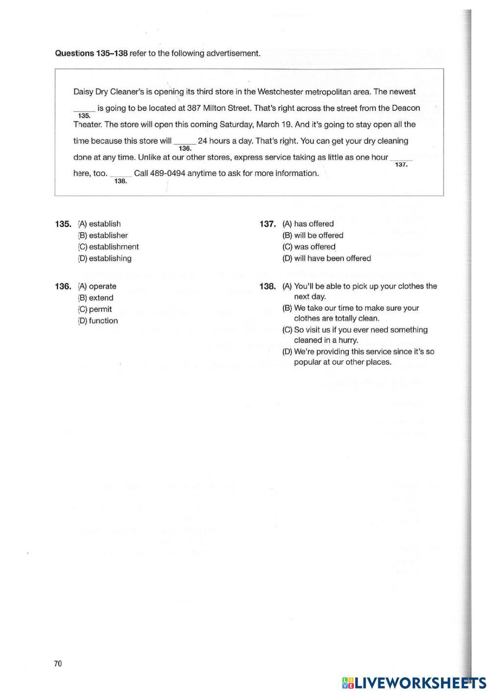 Mid-term test Toeic B
