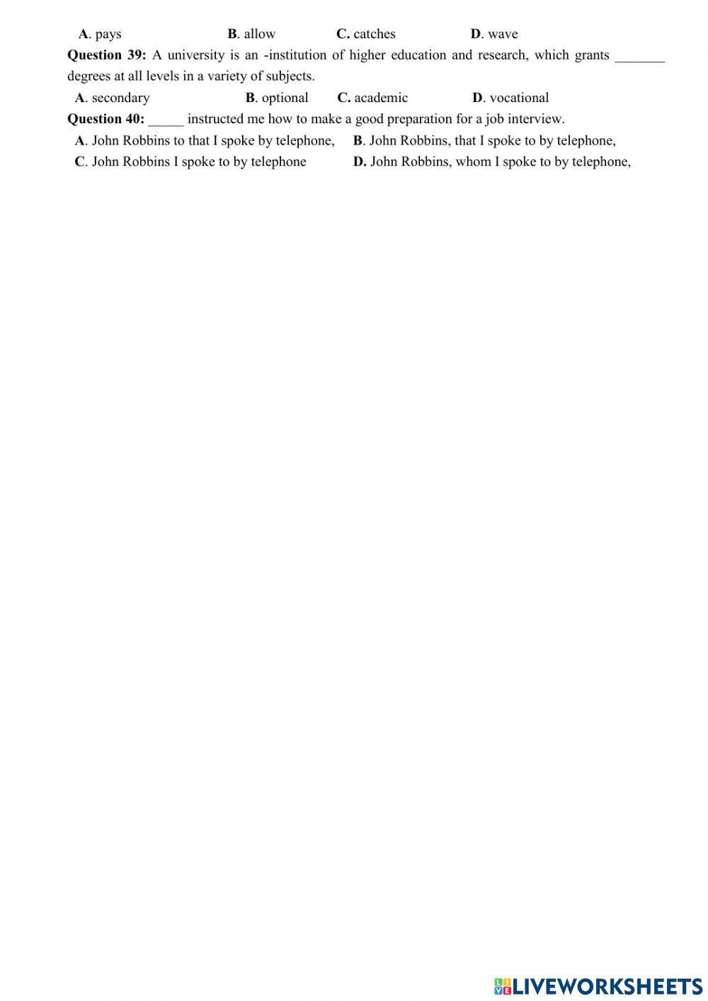 Review 1st Term Test 6- Grade 12