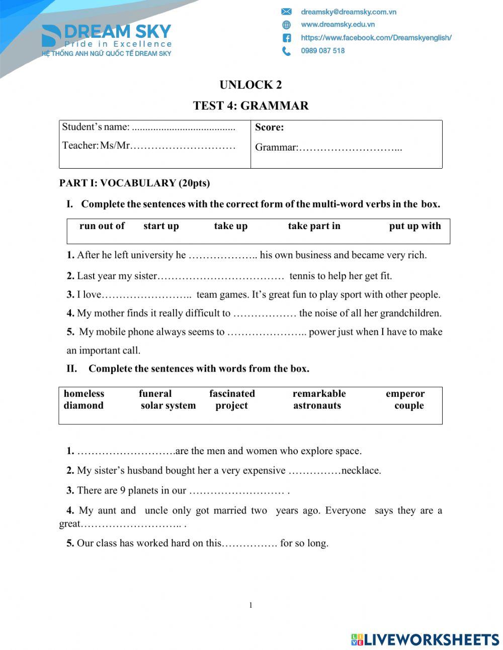 DS - Unlock 2 - Test 4 Grammar