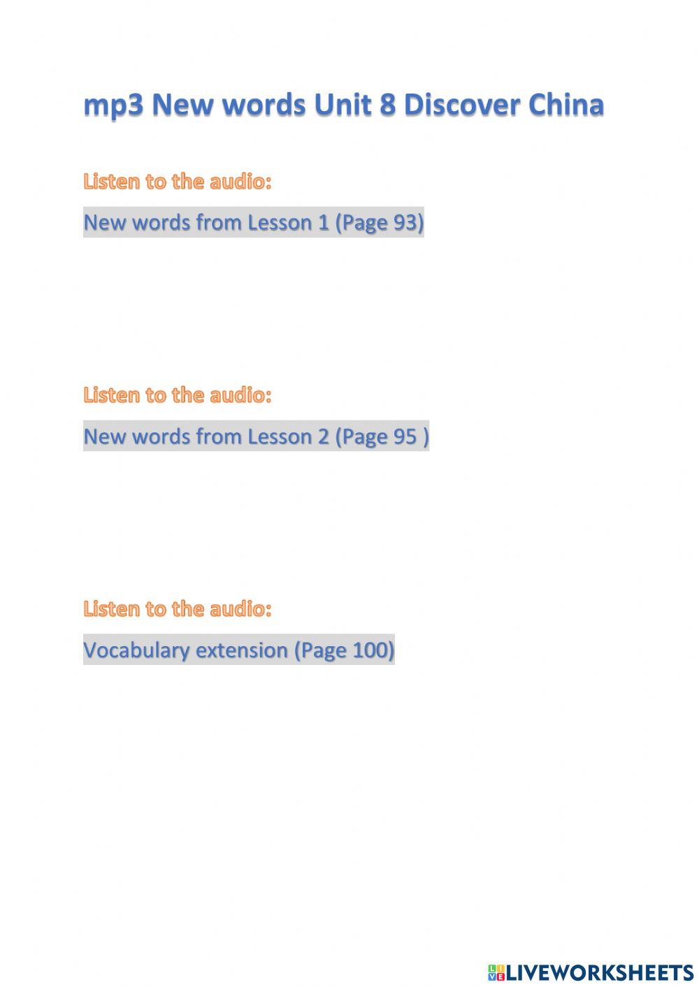 Discover china unit8 mp3