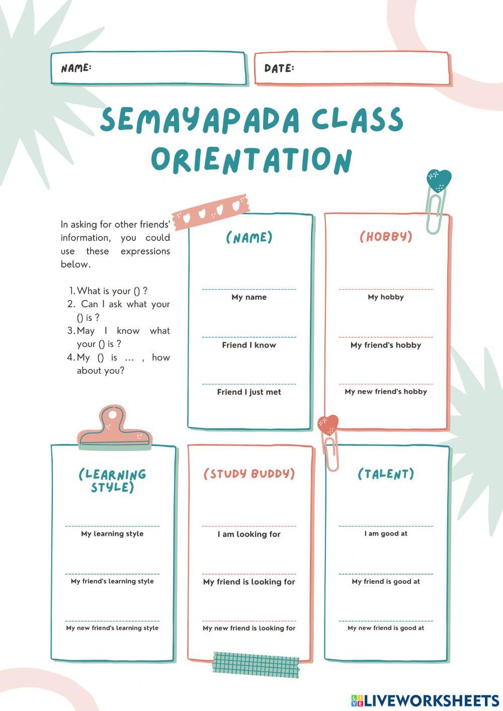 1772857 | Self Introduction Worksheet | Dandi Serap