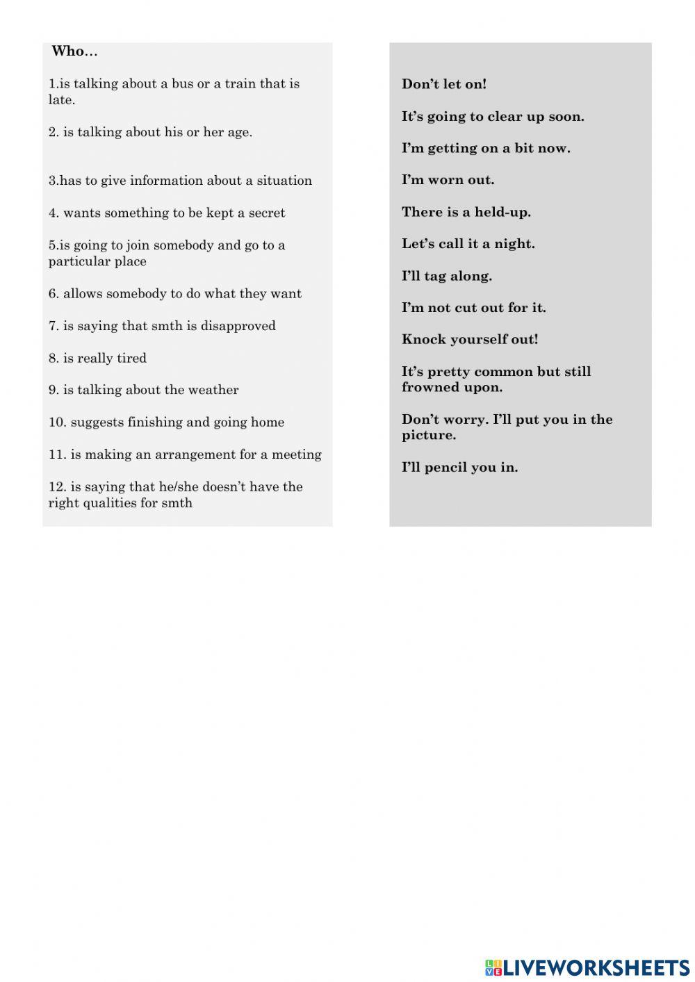 Common idioms and collocations