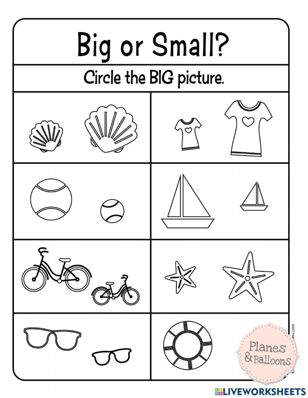 Big and Small Concept with worksheet