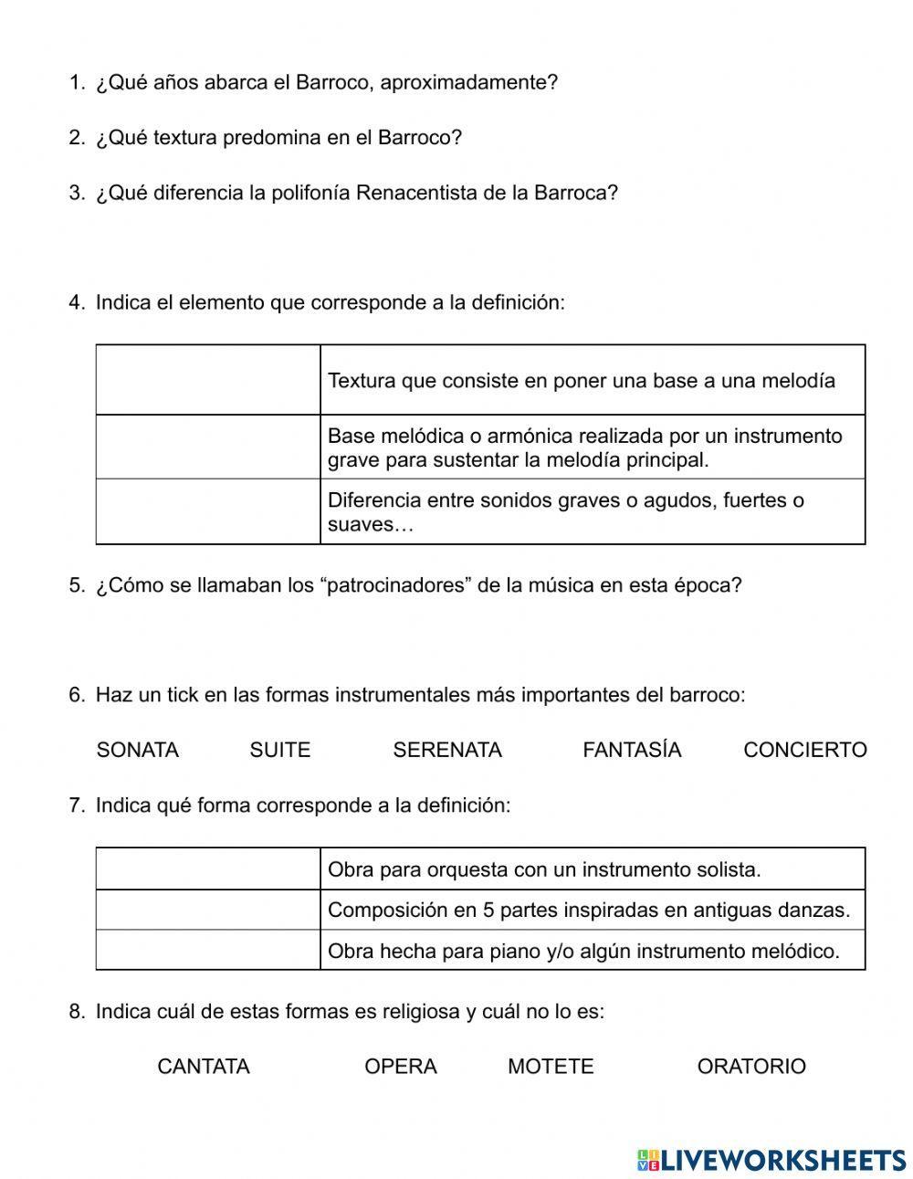 La música en el Barroco