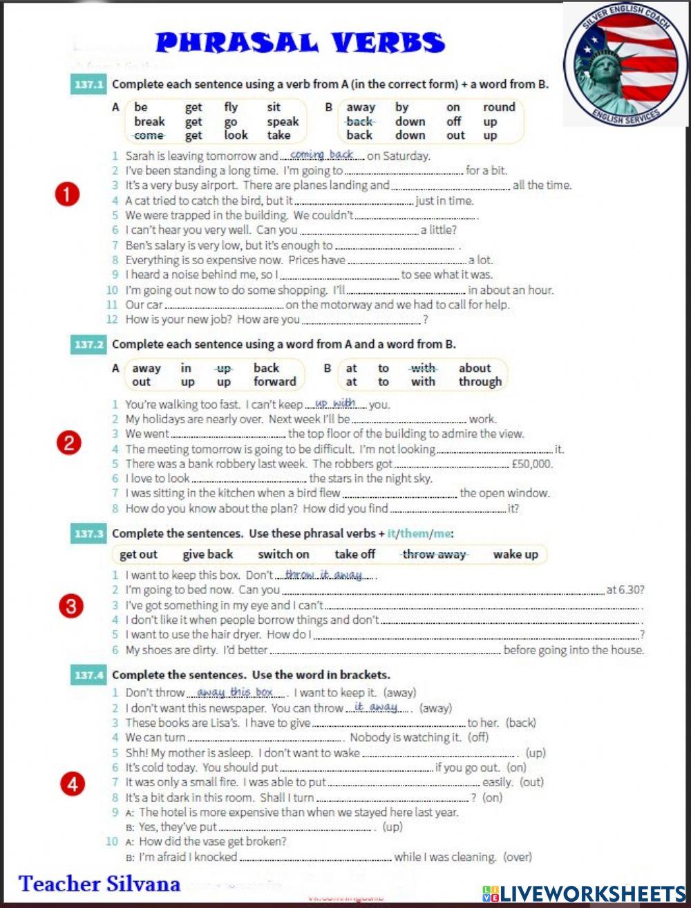 Phrasal verbs + PREPOSITIONS