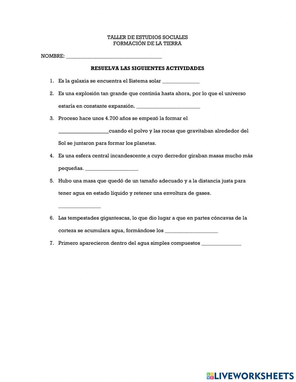 Formación de la tierra