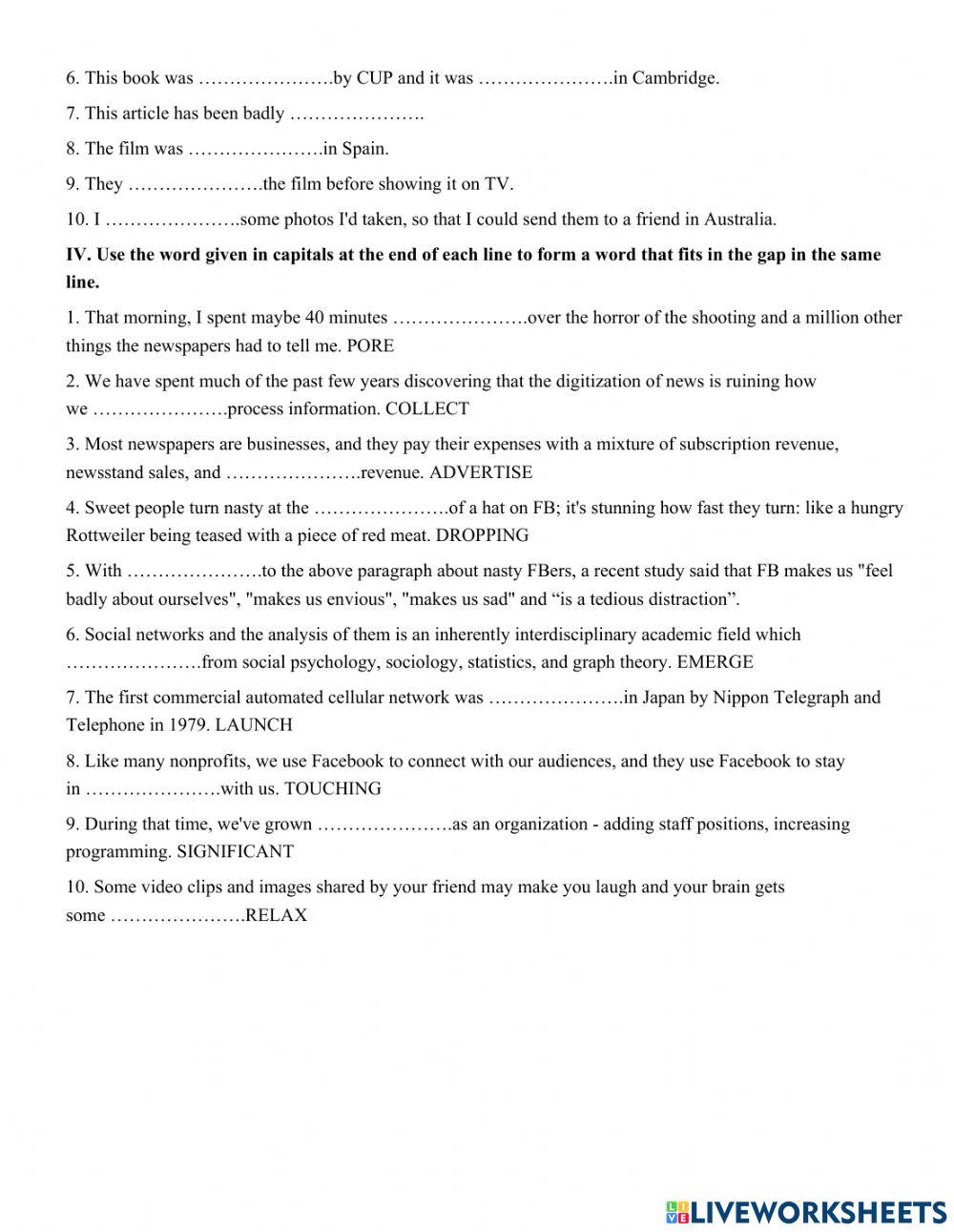 Unit 4. THE MASS MEDIA  PART 1: VOCABULARY AND PHONETICS