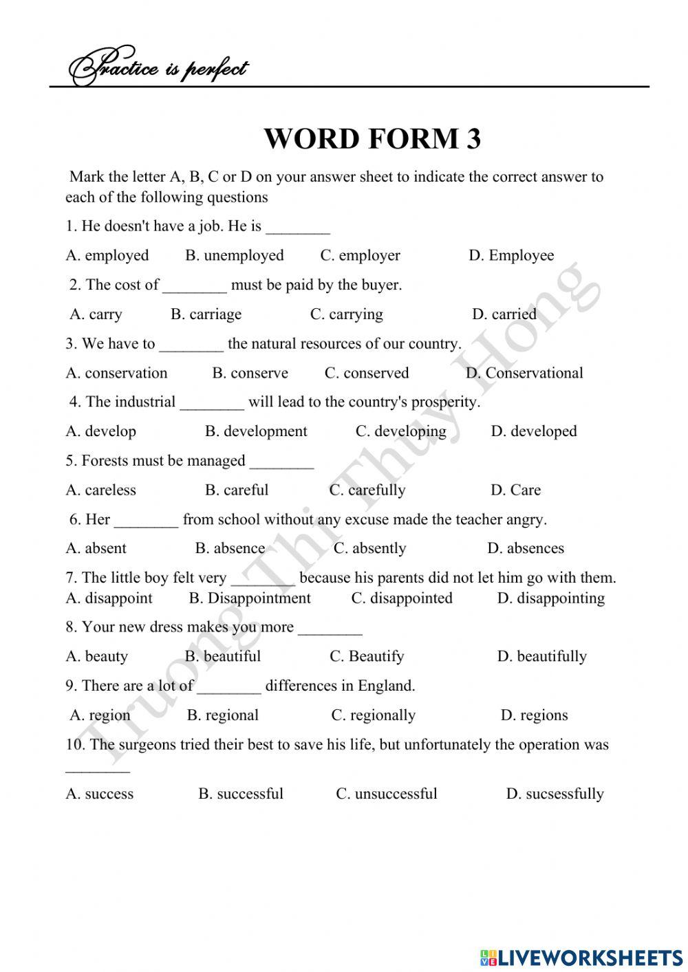 Bài tap word form 3