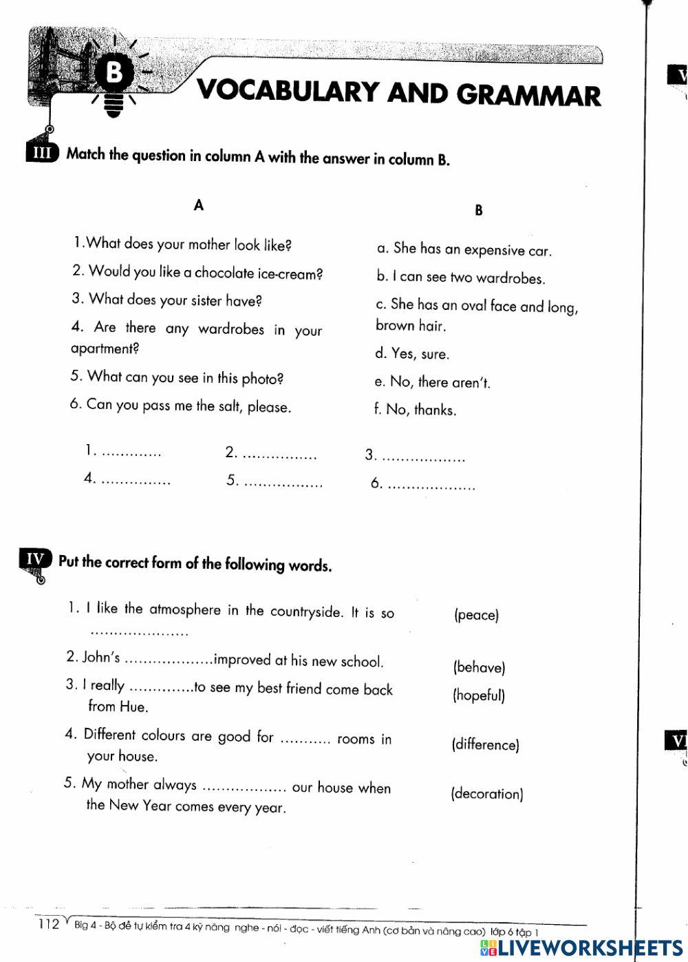 English 6 - End-of-term 1 - practice test