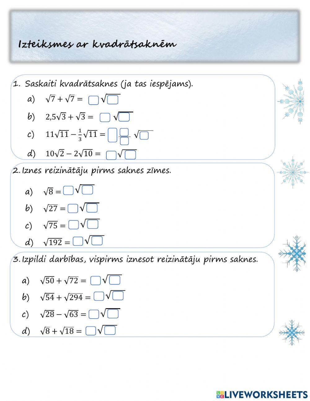 Izteiksmes ar kvadrātsaknēm