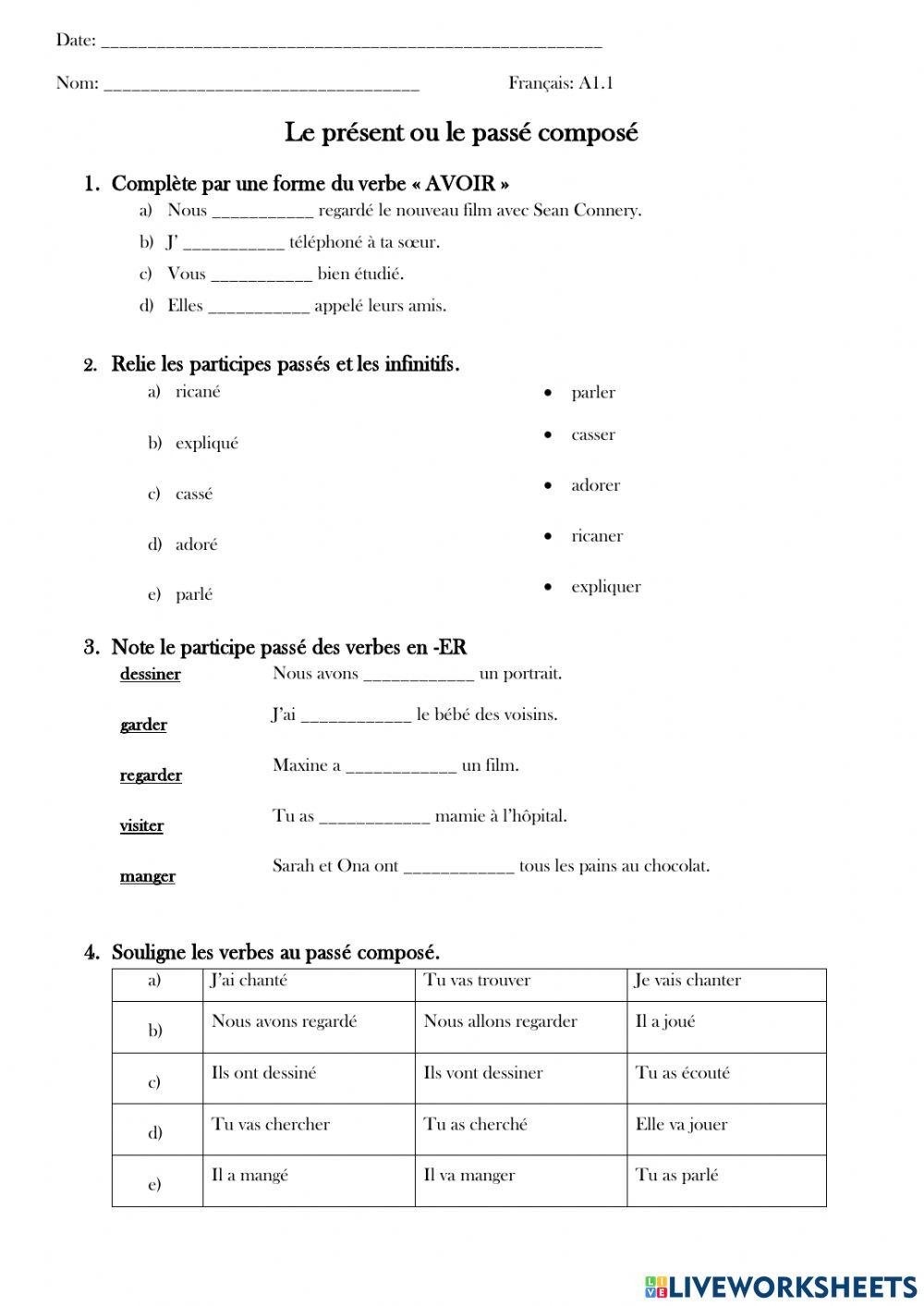 Le présent ou le passé composé Le présent ou le passé composé