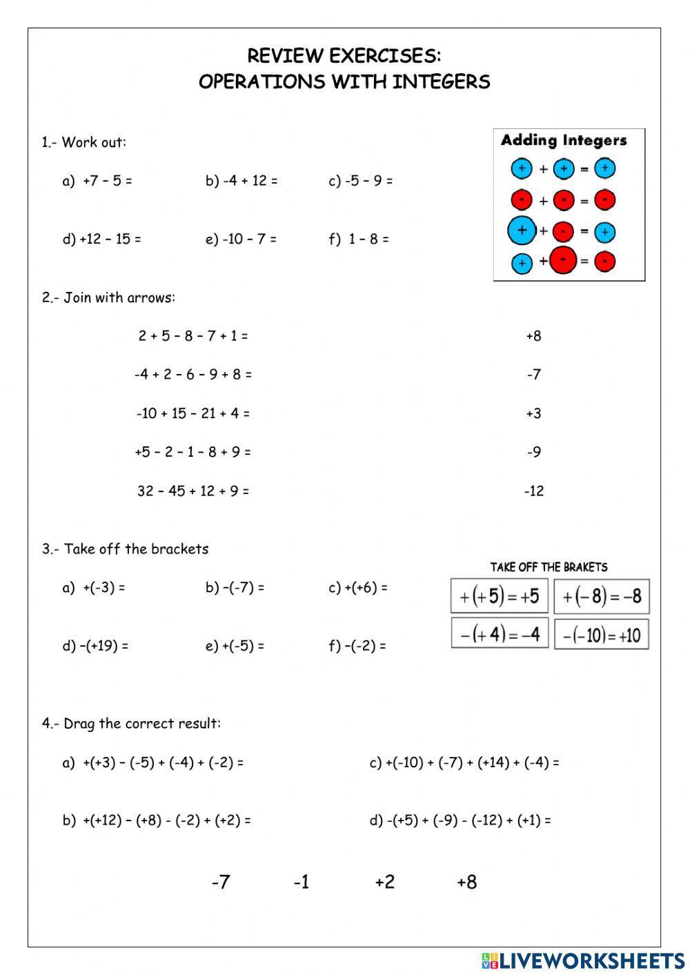 Operations with integers