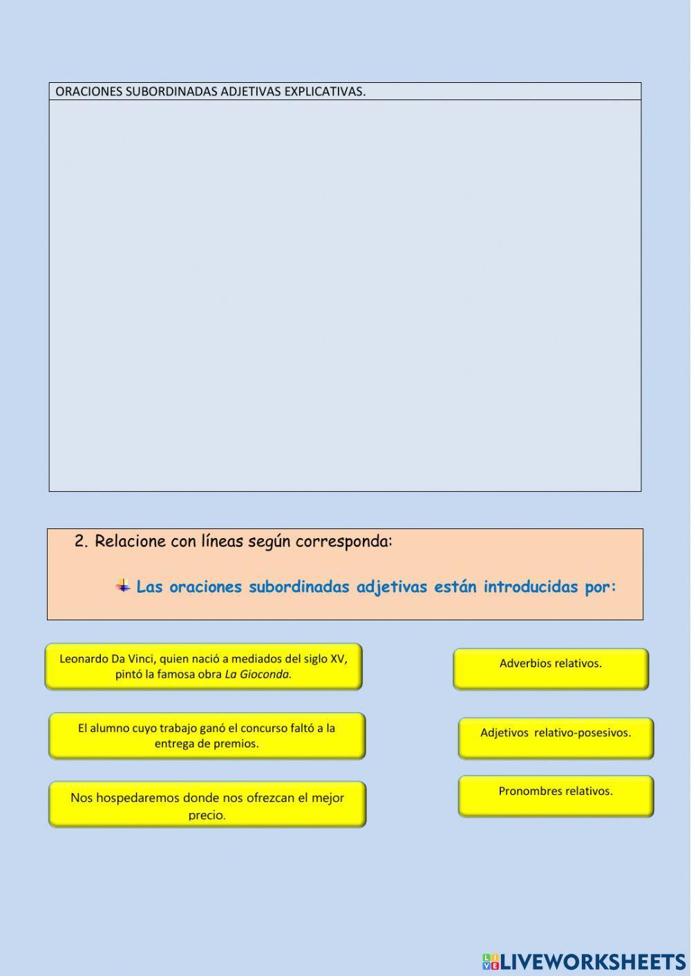 Oraciones subordinadas adjetivas