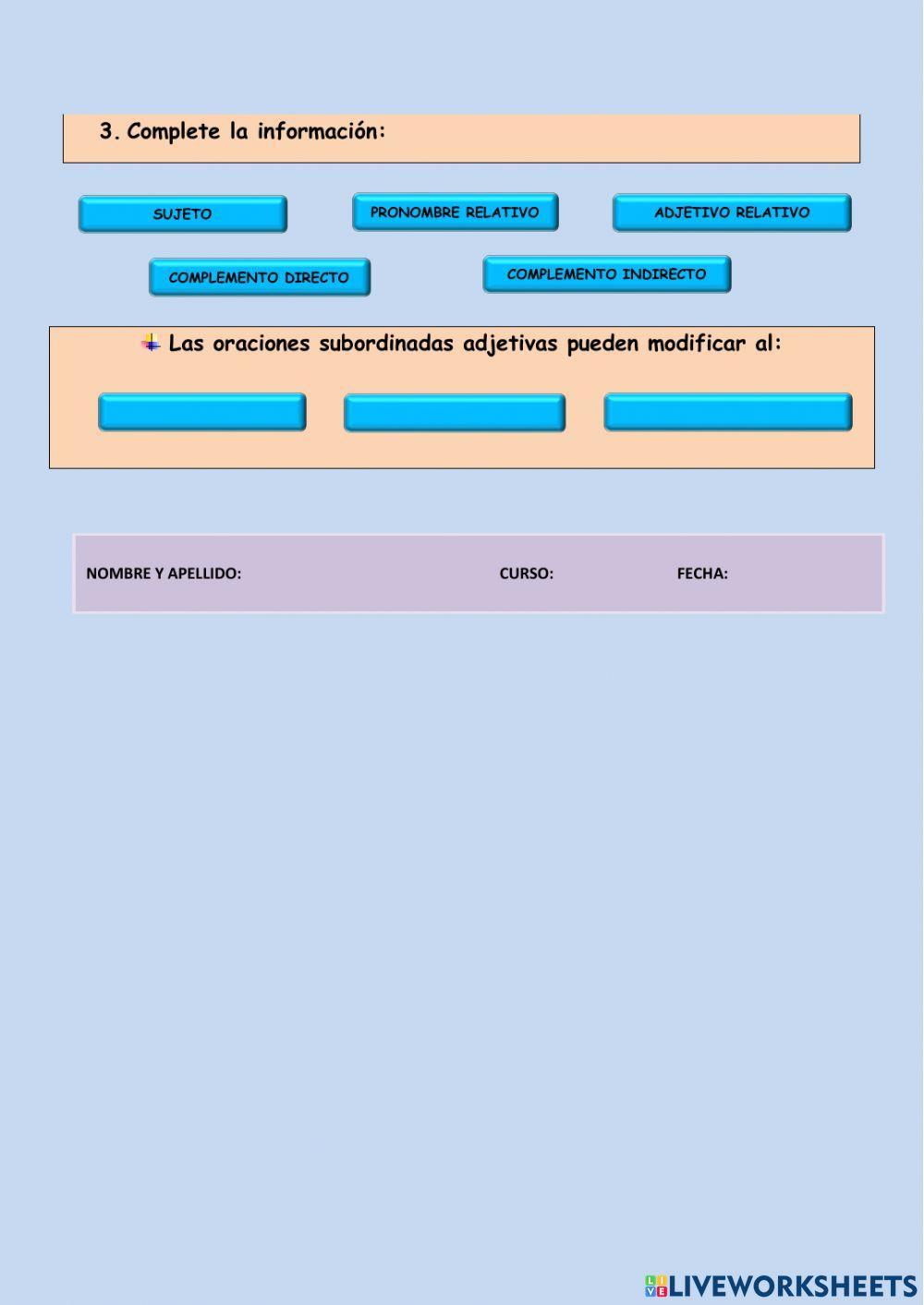 Oraciones subordinadas adjetivas