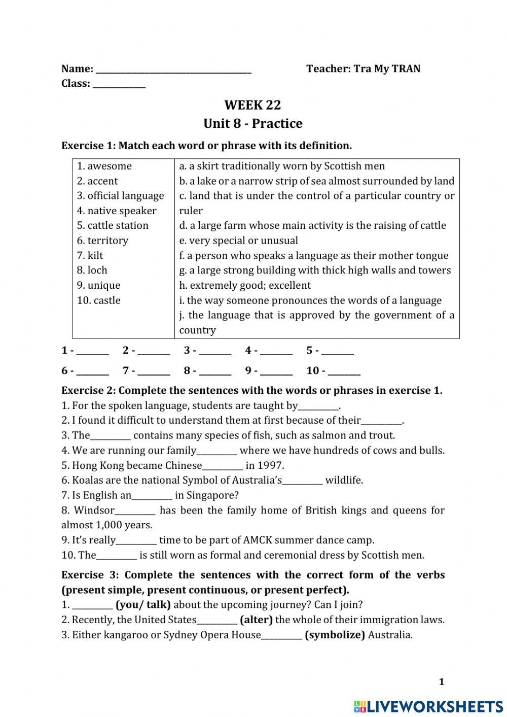 Grade 8 - Week 22 - Practice