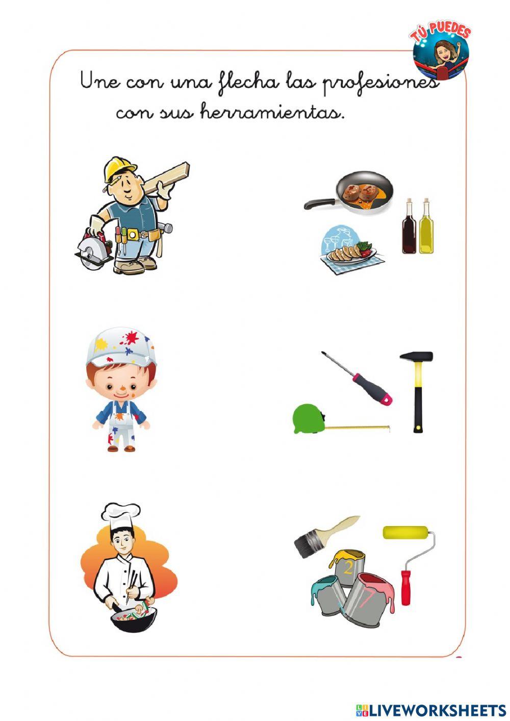 Une las profesiones y sus herramientas 1