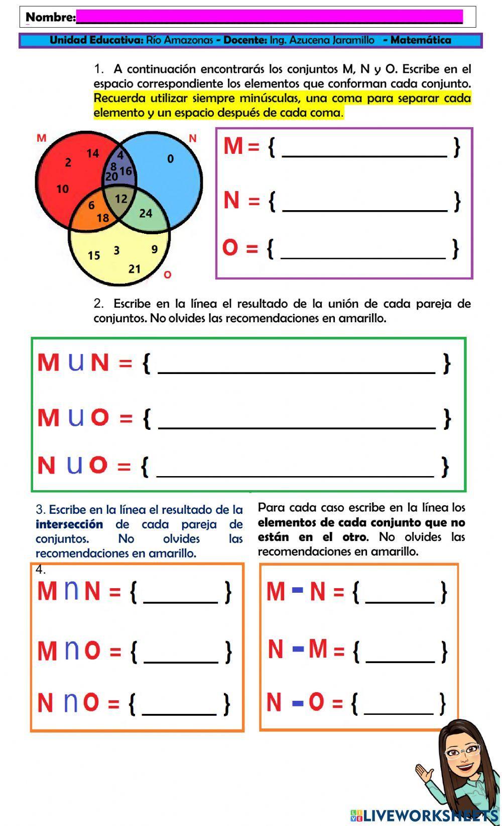 Práctica de operaciones con conjuntos