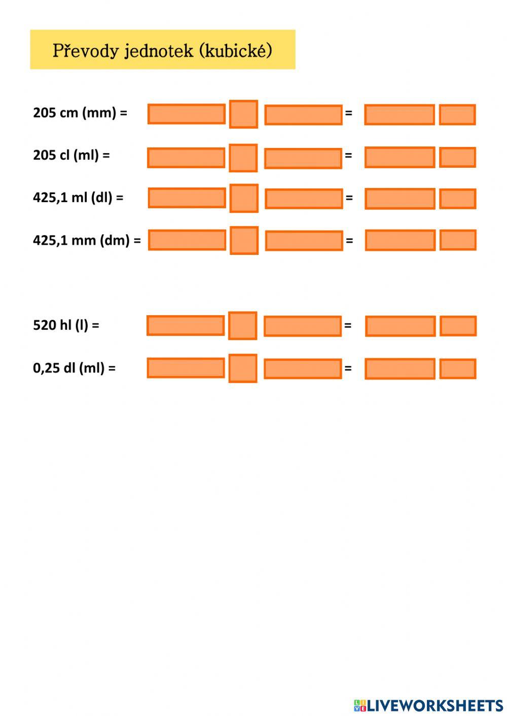 Převody jednotek - kubické