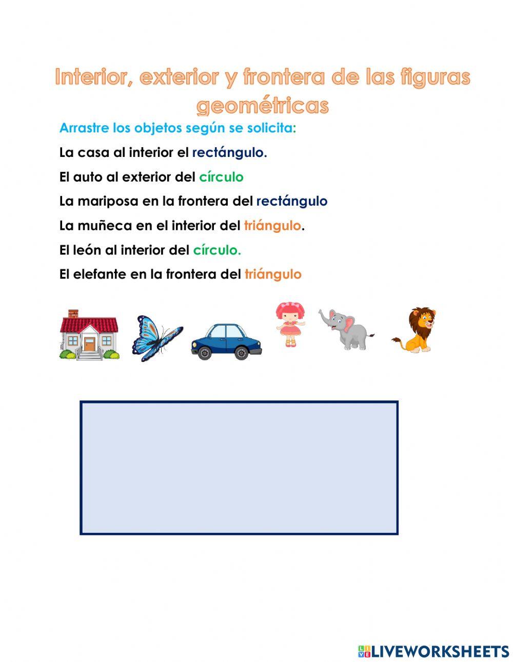 Frontera, exterior e interior de las figuras geométricas