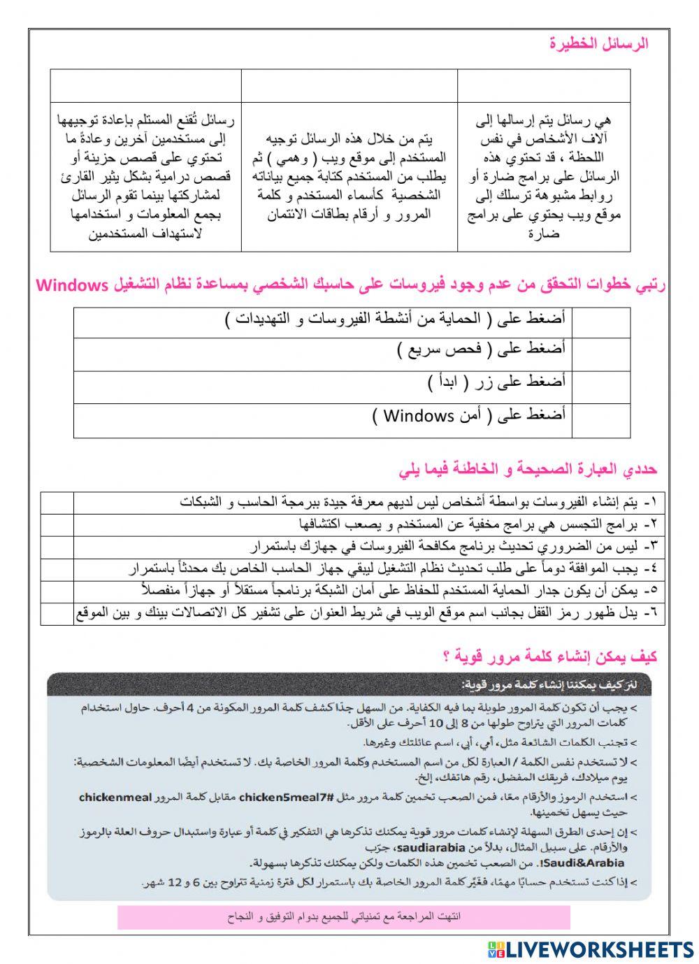 مراجعة الوحدة الأولى تعلم الأساسيات للصف الأول متوسط الفصل الدراسي الثاني