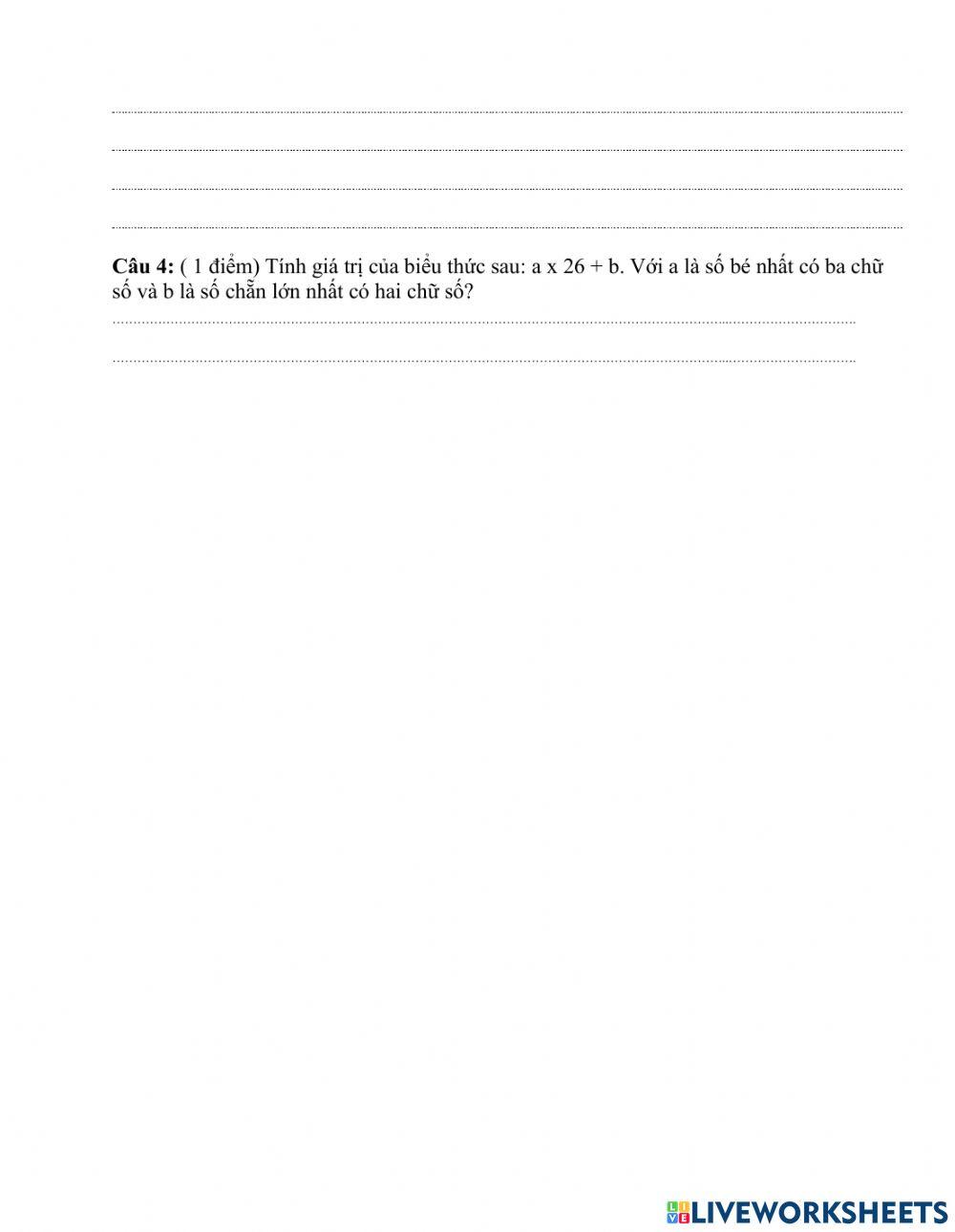 Toán lớp 4 học kì 1