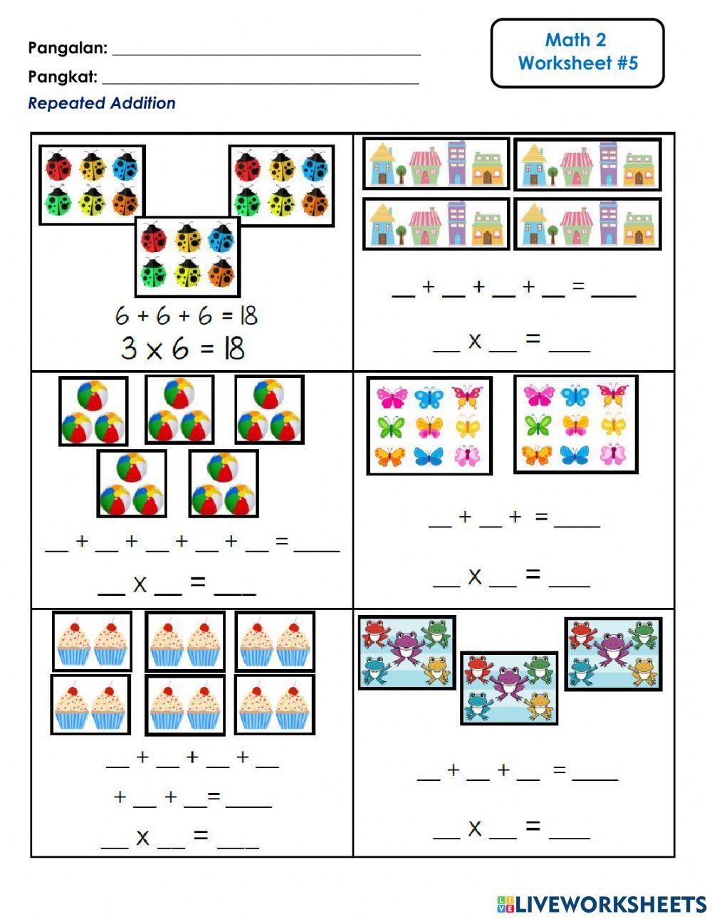 Math Worksheet -5 - Repeated Addition