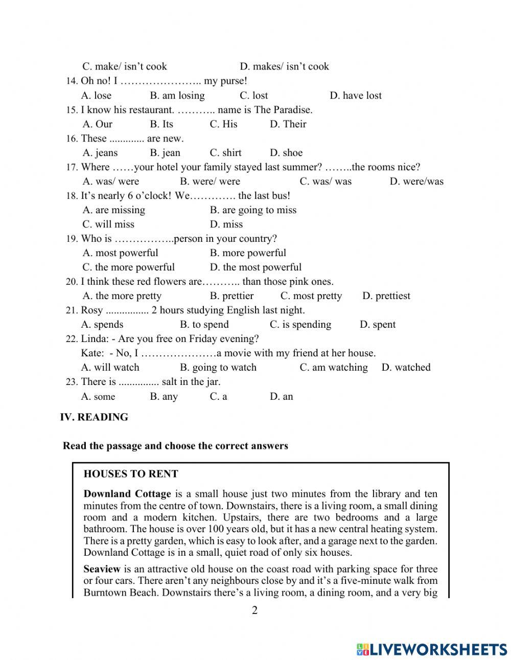 Revision 1 english file elementary