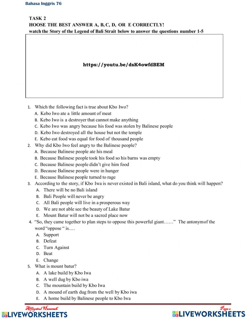 Narrative Text 'Kebo Iwa'