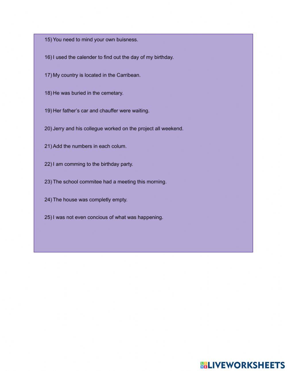 Spelling Exercise List 1, Term 2 Spelling Exercise List 1, Term 2