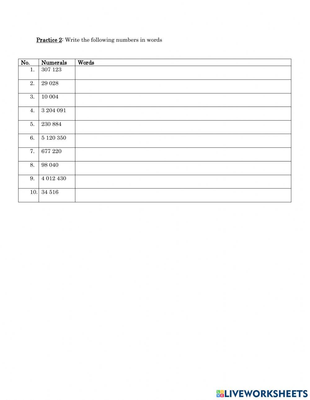 Converting Words to Numerals and Numerals to Words