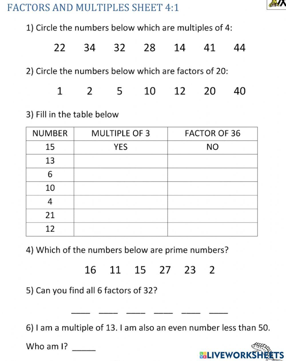 Multiples and Factors 