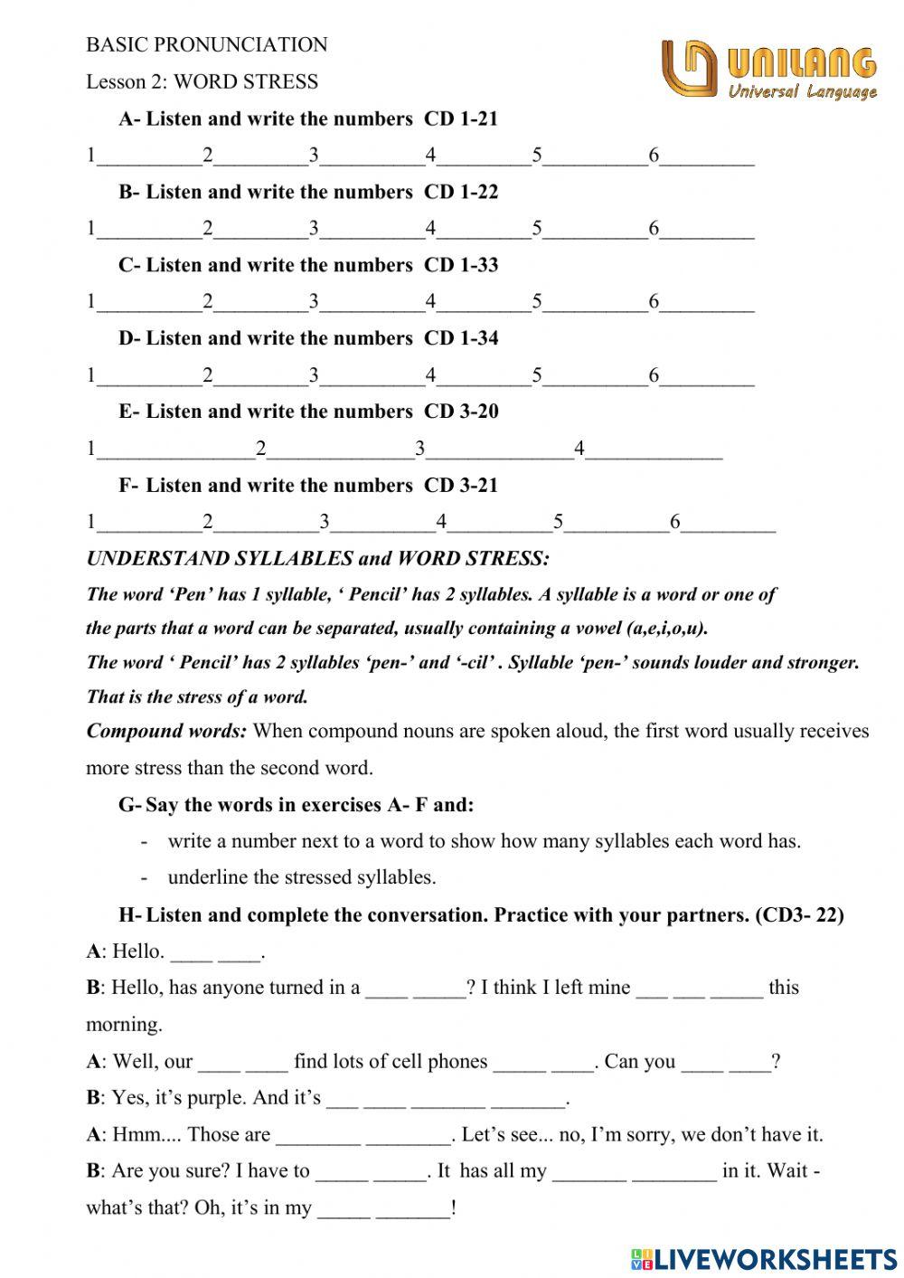 Basic pronuciation lesson 2