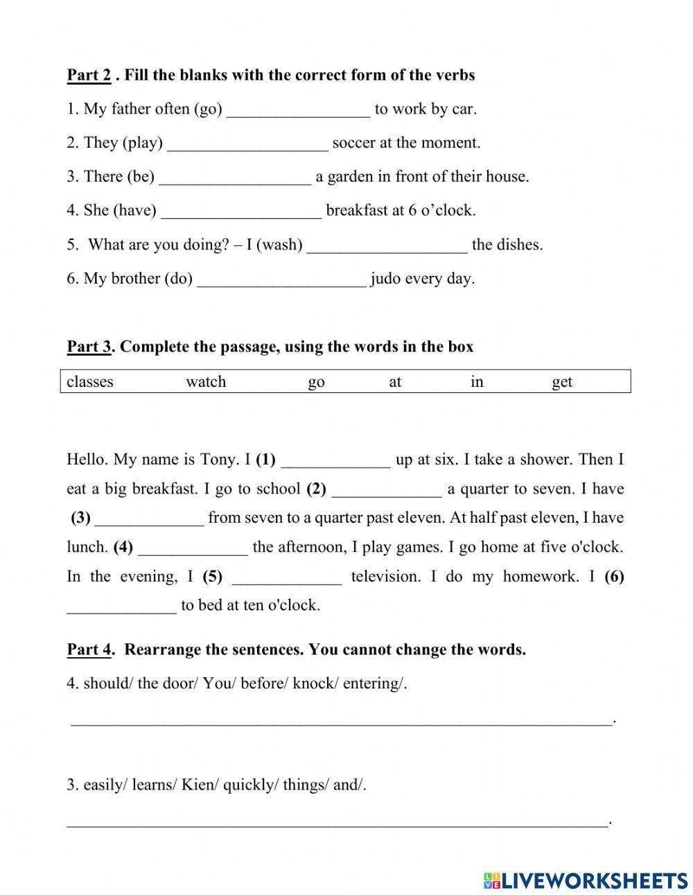 Mid-term test- grade 6