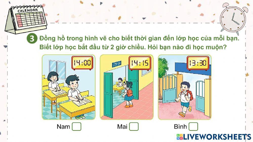 Thực hành và trải nghiệm xem đồng hồ, xem lịch
