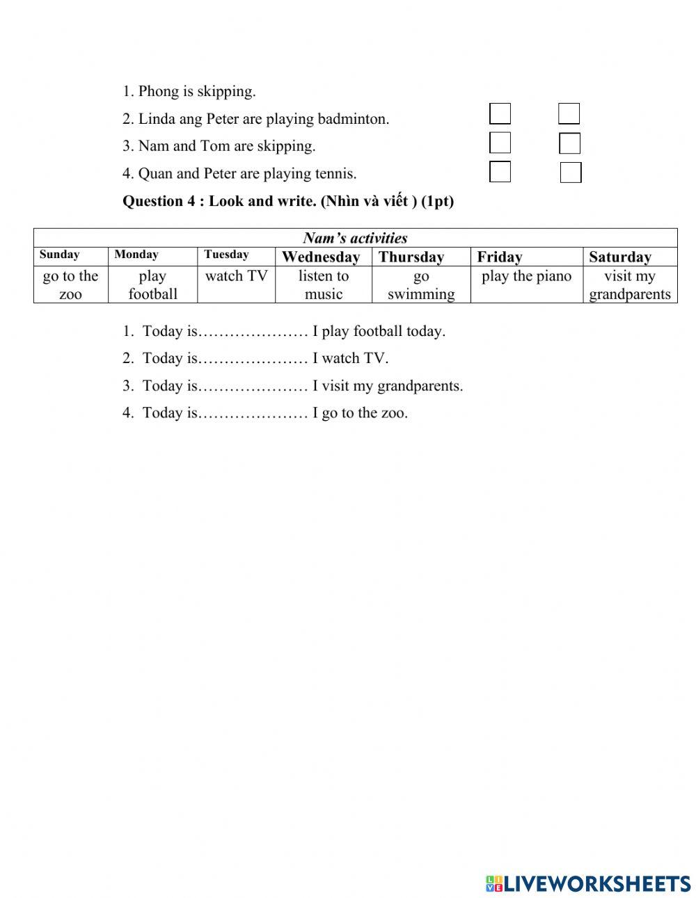 Tieng Anh 4- Review the first semester I
