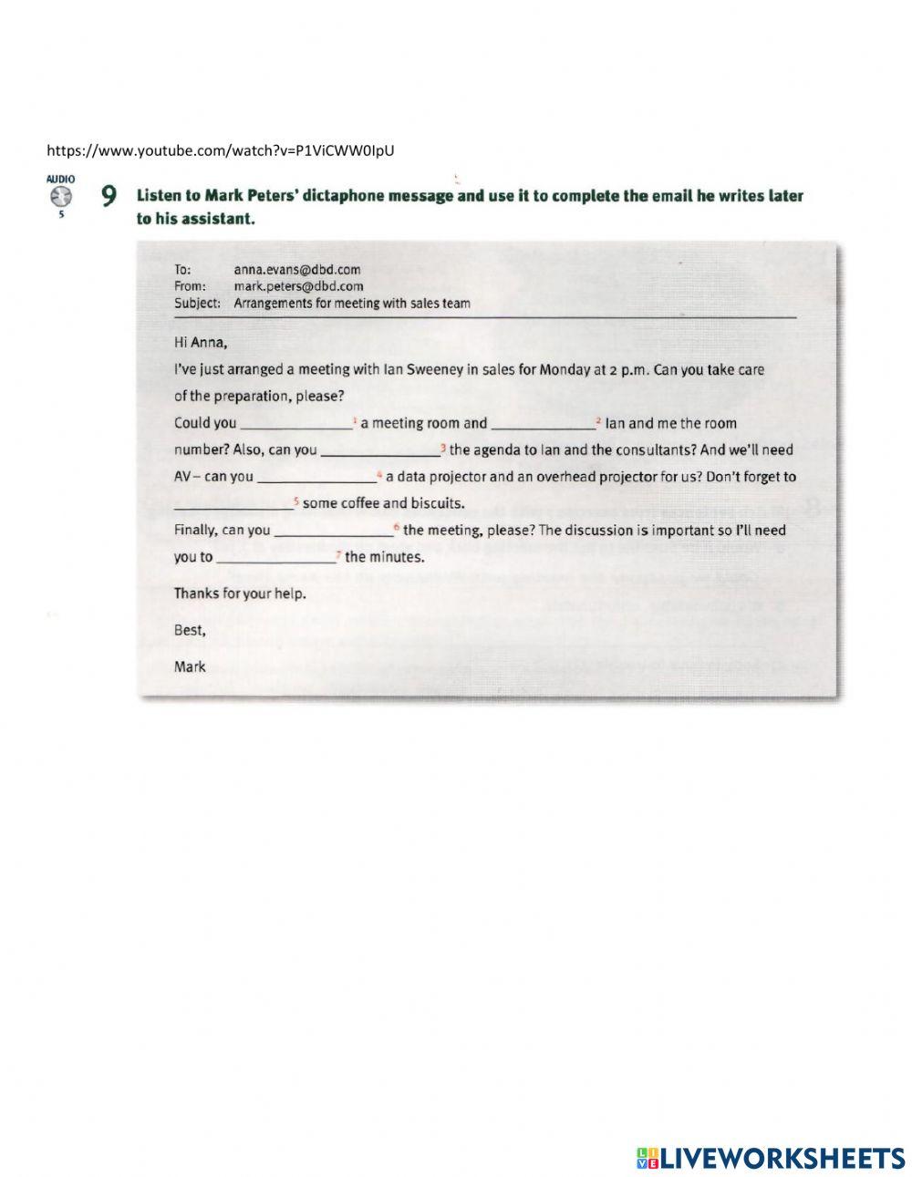 Listening bussines page 10 E for Meet