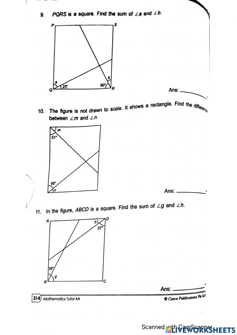 Maths find the unknown angles ws1 online exercise for live worksheets