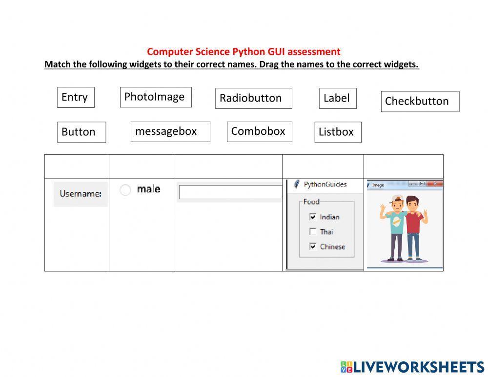 Python tkinter online exercise for | Live Worksheets