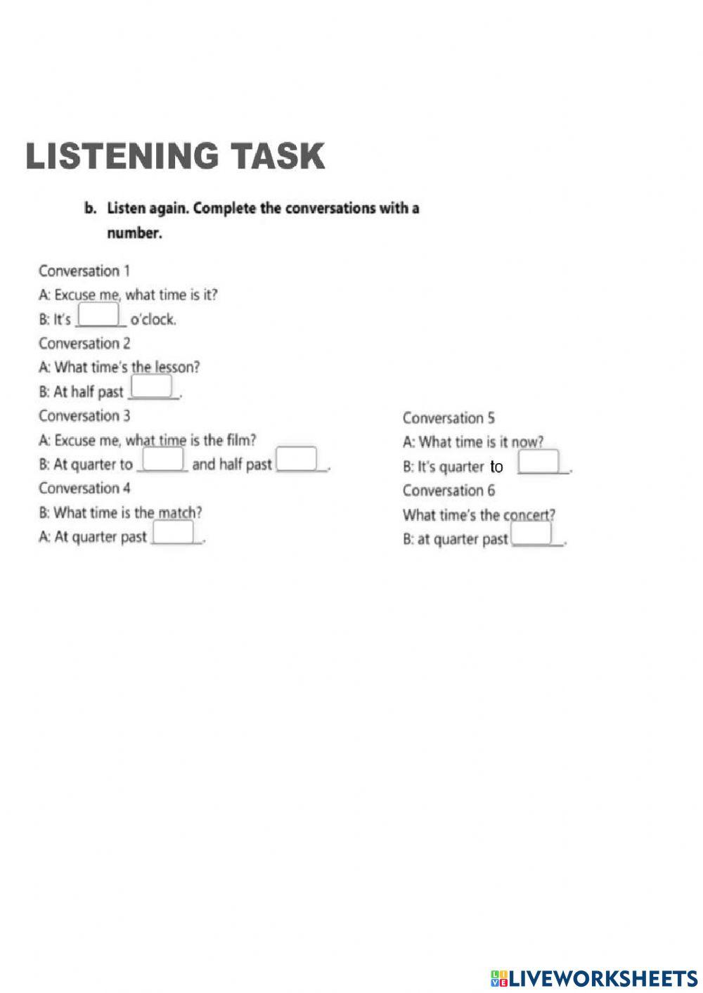Listening activity- What time is it?