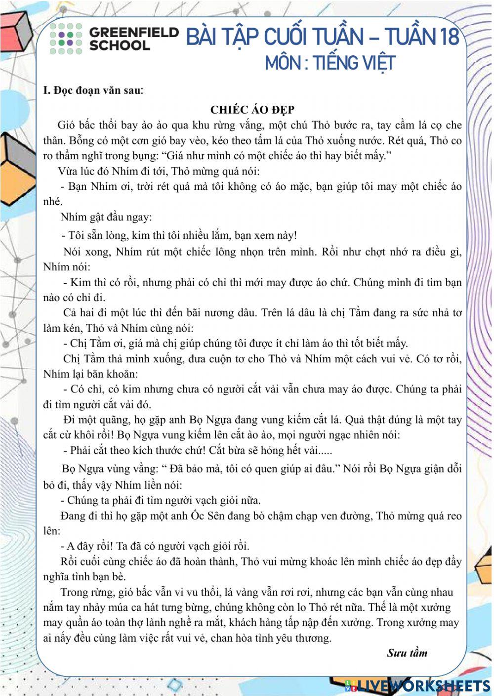 Tiếng Việt tuần 18