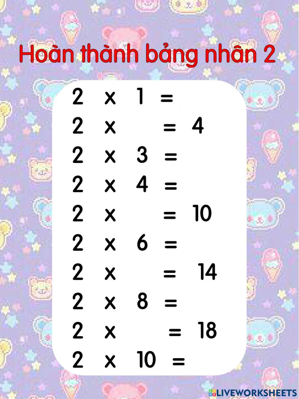 Bảng nhân 2