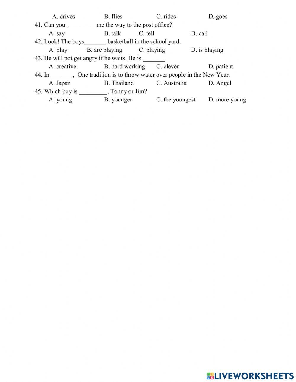 First Semester Test - Grade 6 - Sample 4
