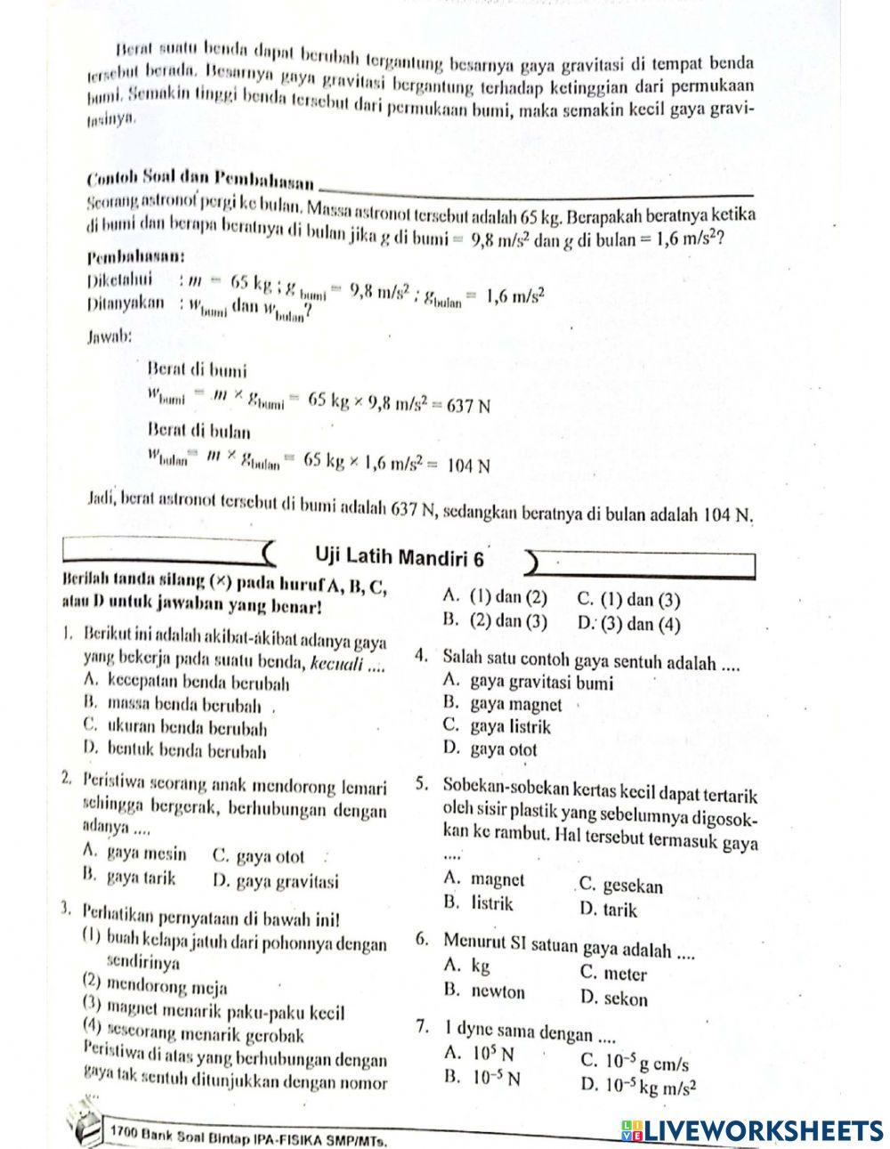 Fisika bab 6 Gaya dan Hukum Newton
