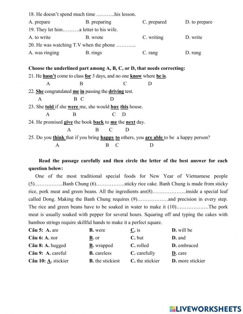 Review 1st Term Test 8- Grade 11