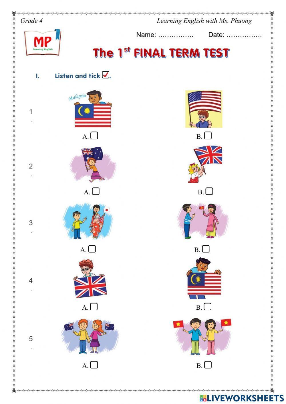 English 4 - 1st Final Term Test