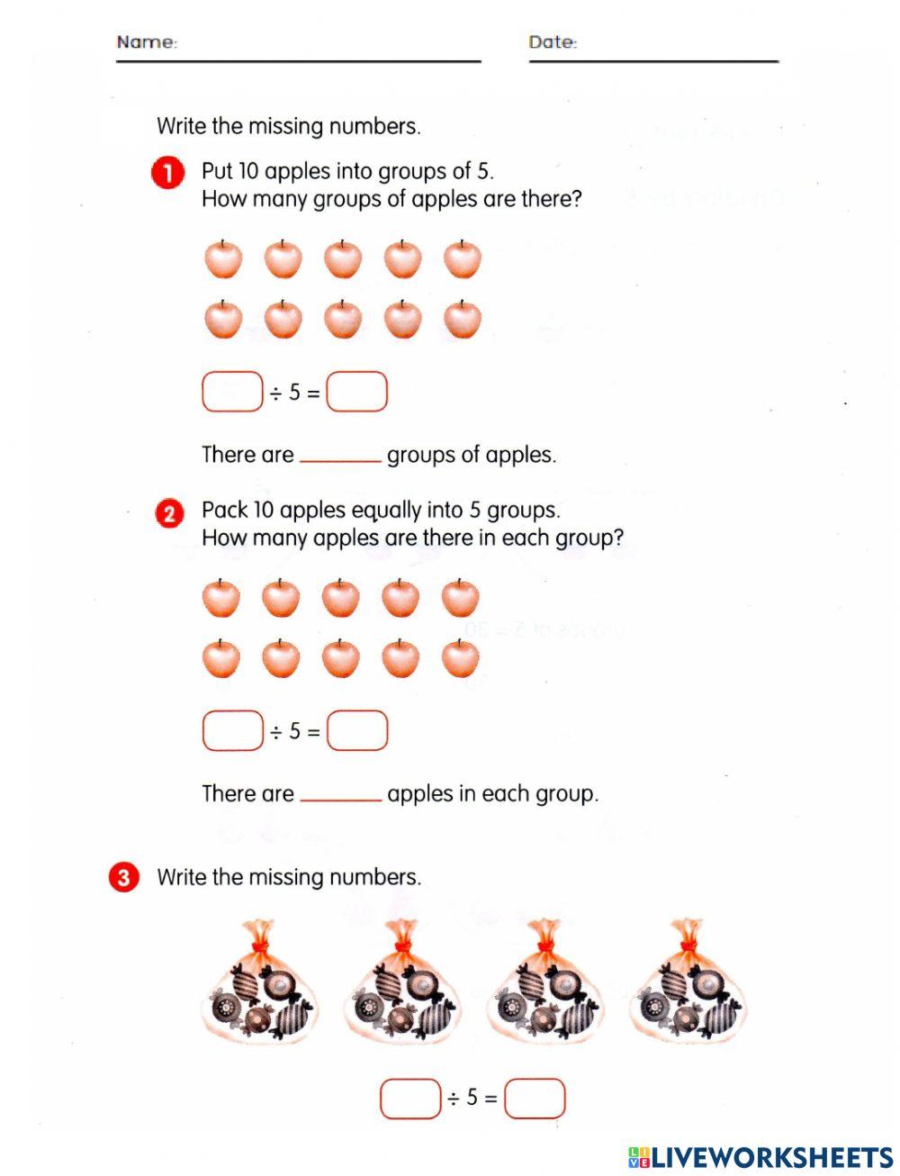 Dividing By 5 Activity Live Worksheets Dividing By 5 Activity Live Worksheets