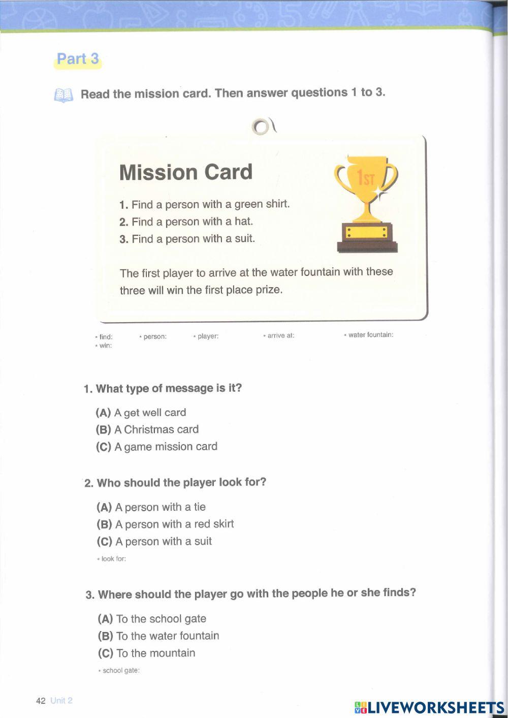 Toefl primary 1 book 3 unit 2 reading