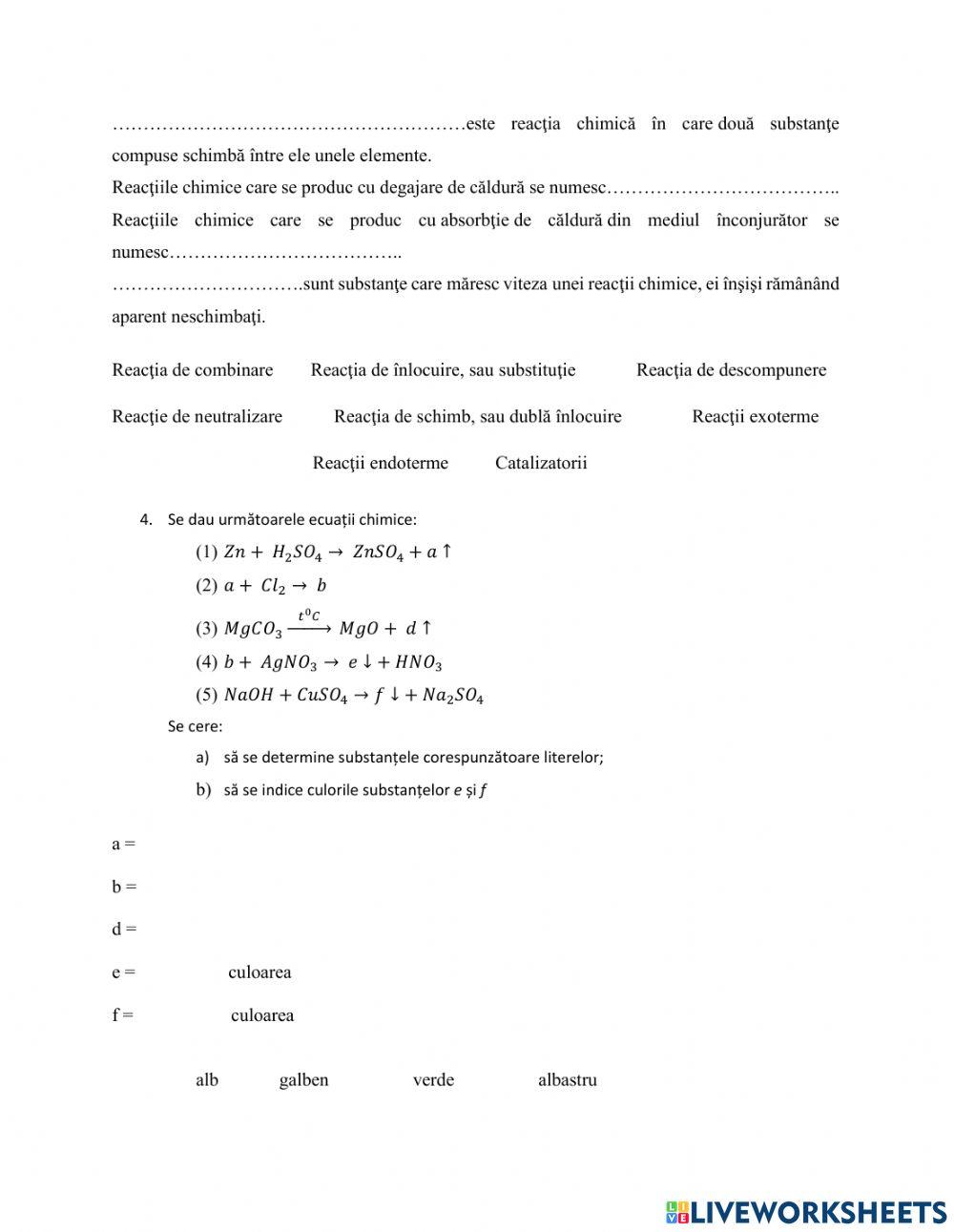 Tipuri de reacții-VIII